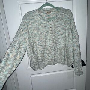 Women's Knit Sweatshirt in Cream and Gray
